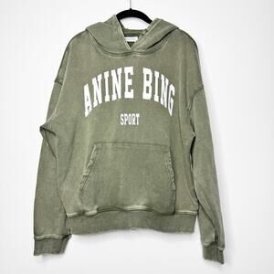 Anine Bing Sport Harvey Hoodie Sweatshirt in Dusty Olive Size Small